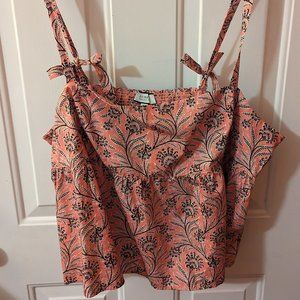 Plus Size J.Crew Tie-shoulder tank top in Ratti coral vines